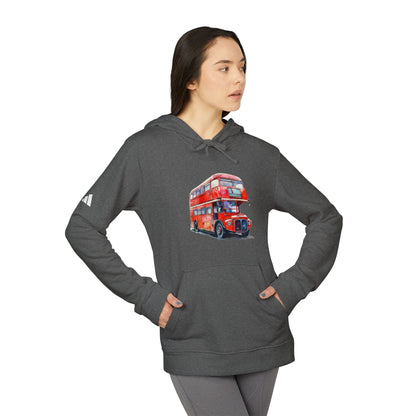 adidas Unisex Fleece Hoodie - London Transport English Bus - Iconic Red Double-Decker Design