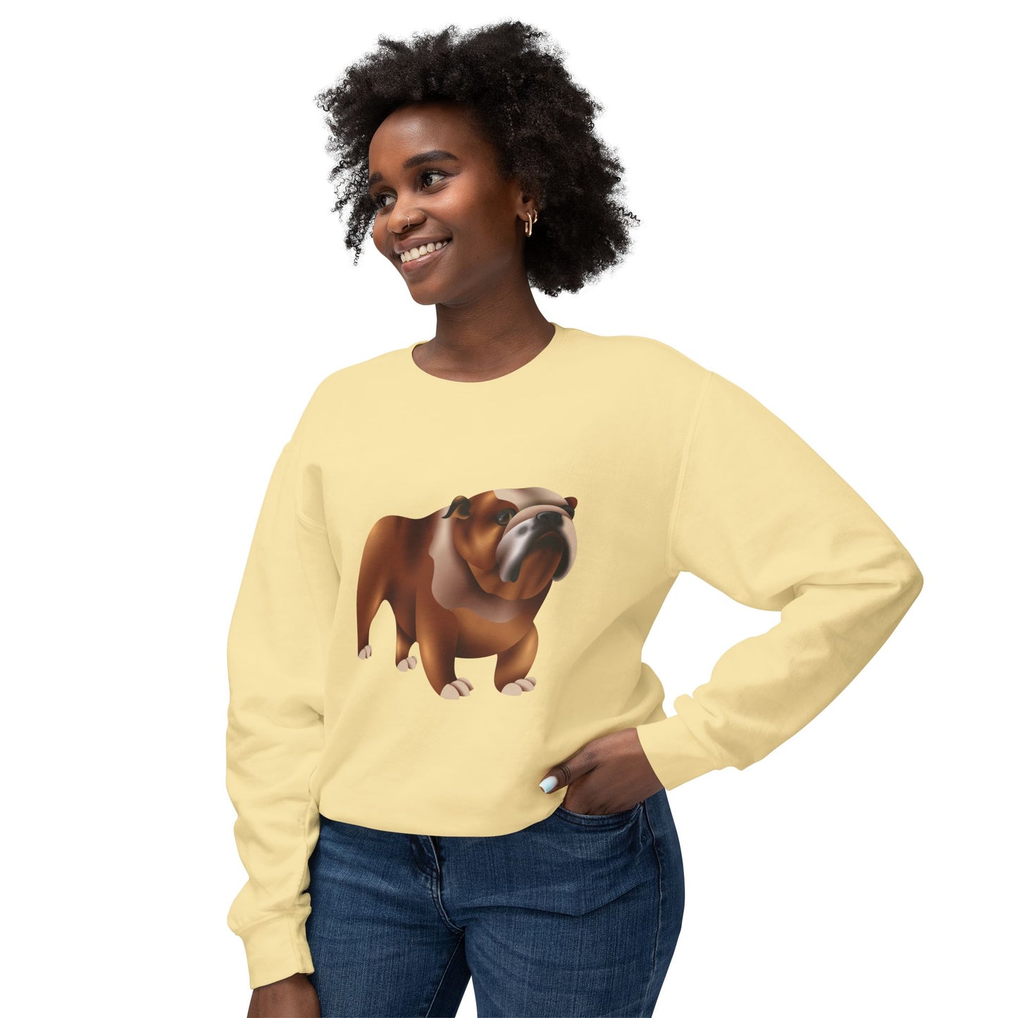 Unisex Lightweight Crewneck Sweatshirt - Adorable British Dog