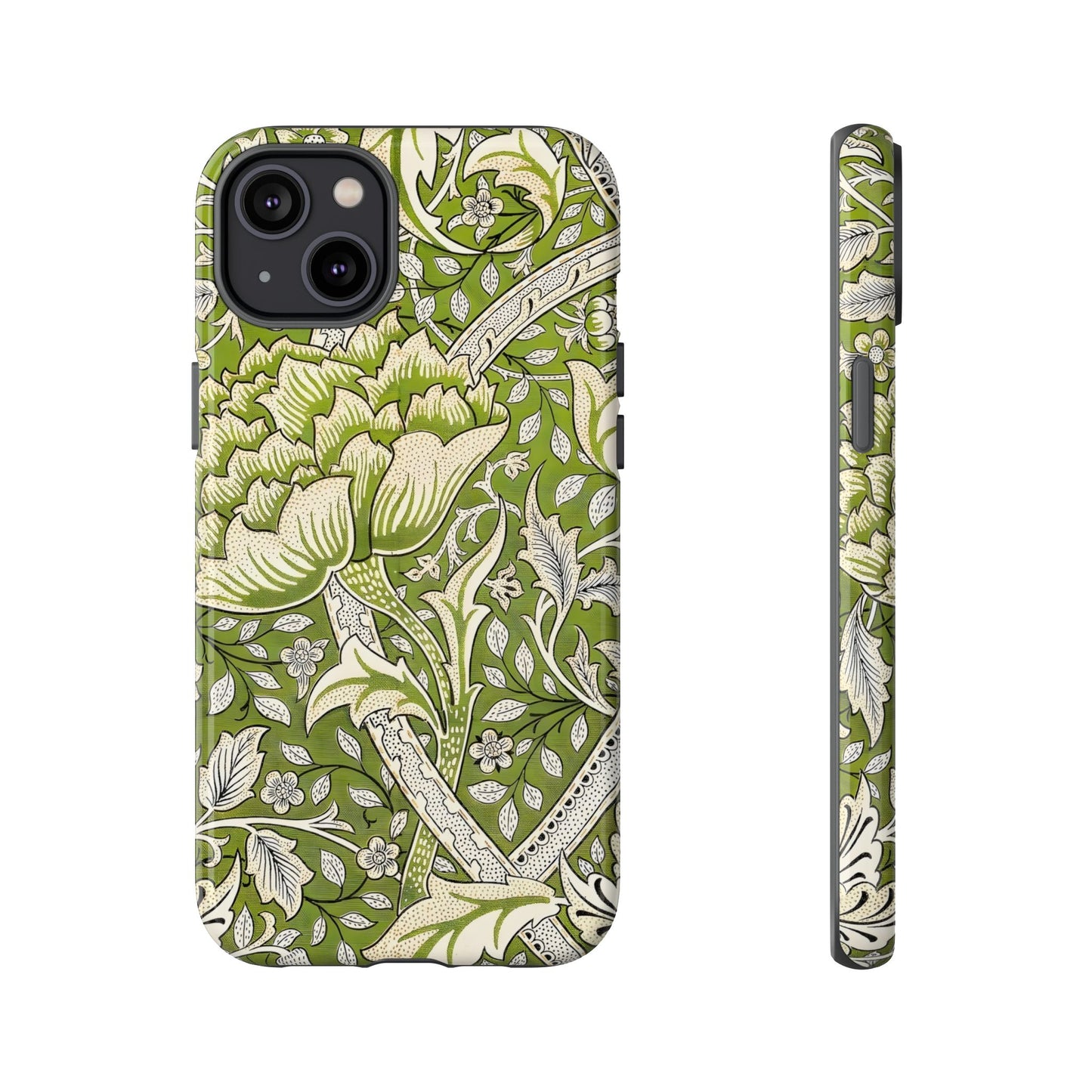 Stylish Phone Case with Floral Design, Durable Protective Cover for iPhone, Unique Gift for Birthdays, Mother's Day, Green Aesthetic