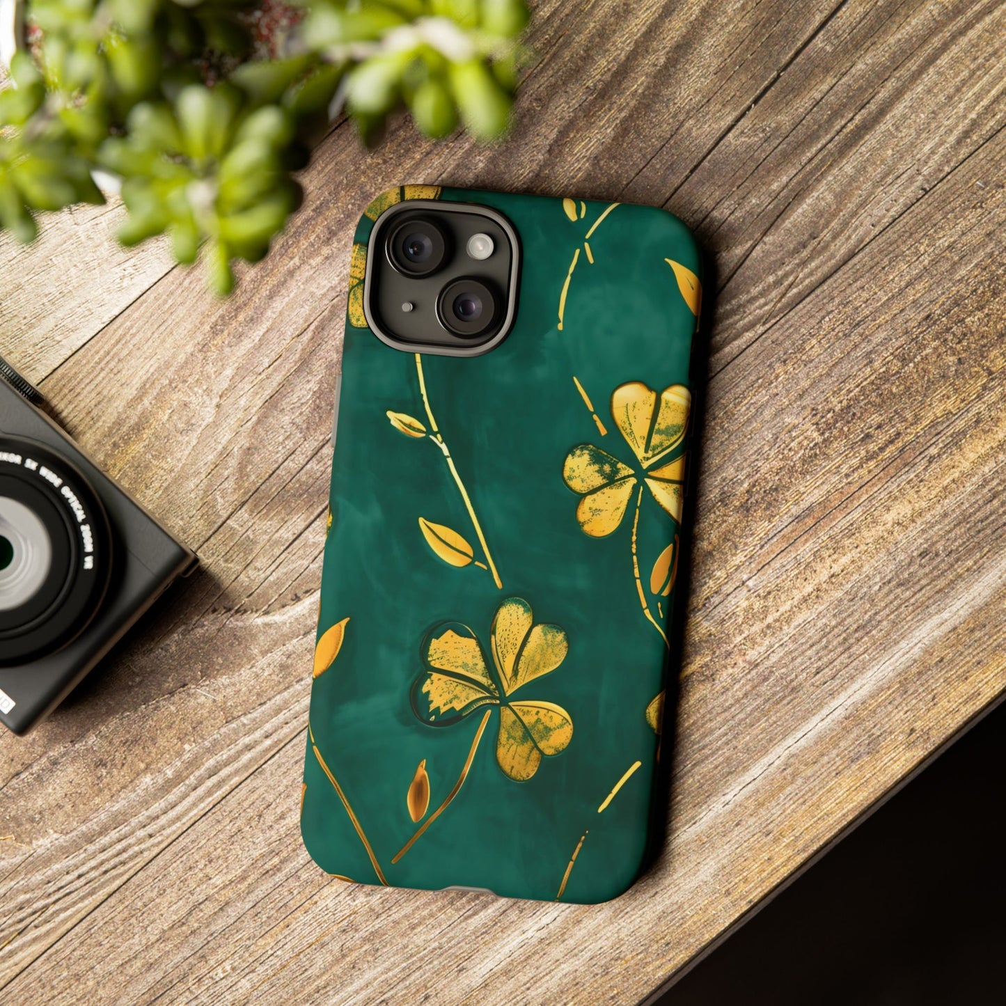 Floral Phone Case with Gold Accents, Tough Phone Cover, Stylish Phone Protector, Unique Gift for Her, Nature Lover Accessory