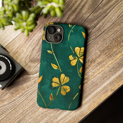 Floral Phone Case with Gold Accents, Tough Phone Cover, Stylish Phone Protector, Unique Gift for Her, Nature Lover Accessory