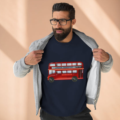 Unisex Crewneck Sweatshirt - London Transport English Bus Red Double-Decker