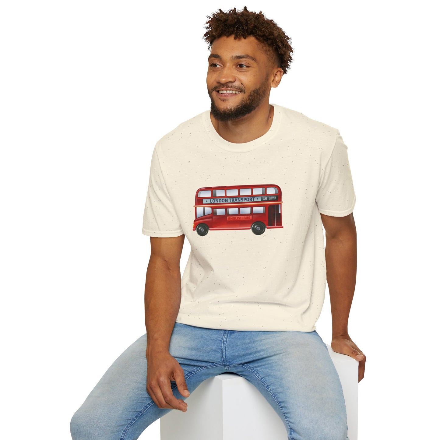 London Transport English Bus - Iconic Red Double-Decker Relaxed Unisex Softstyle T-Shirt