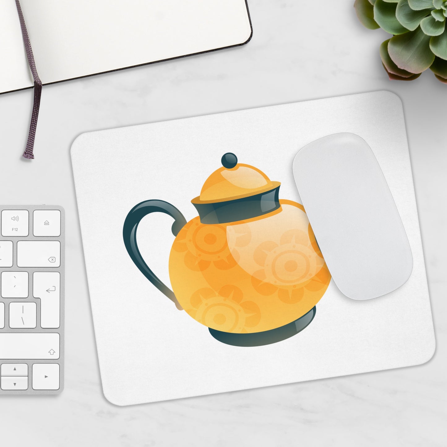 Cheerful Teapot Mouse Pad, Fun Office Accessory, Gift for Tea Lovers, Cute Desk Decor, Personalized Mouse Pad