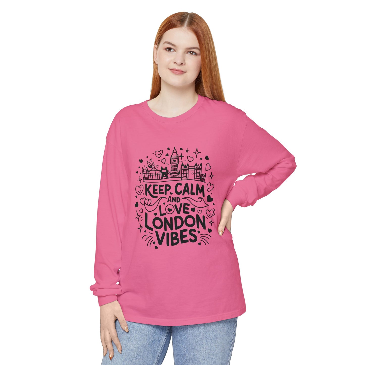 Unisex Garment-dyed Long Sleeve T-Shirt - Keep calm and love London