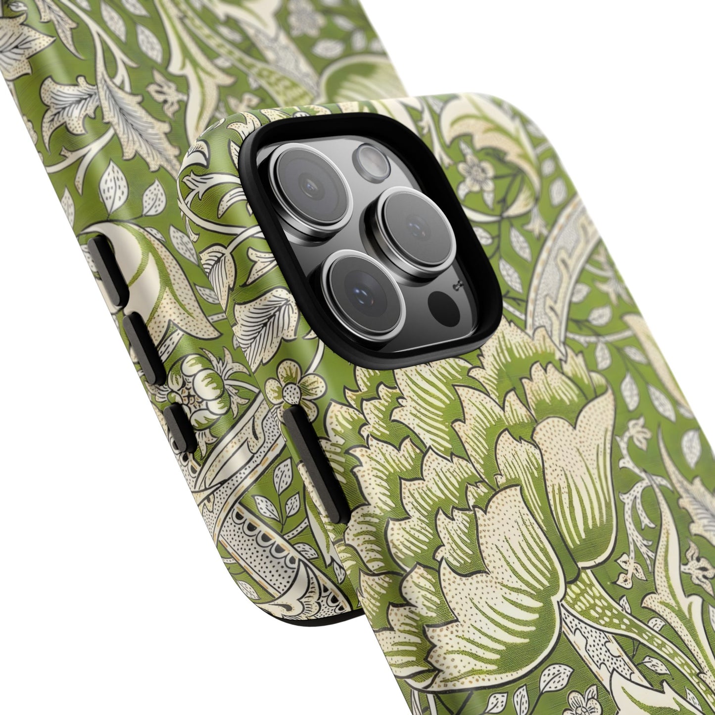 Stylish Phone Case with Floral Design, Durable Protective Cover for iPhone, Unique Gift for Birthdays, Mother's Day, Green Aesthetic