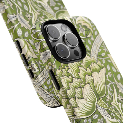 Stylish Phone Case with Floral Design, Durable Protective Cover for iPhone, Unique Gift for Birthdays, Mother's Day, Green Aesthetic