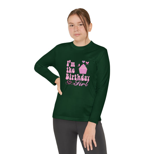 Youth  Long Sleeve Tee - Cute Birthday Girl Design with Cheetah Print - Fun & Stylish
