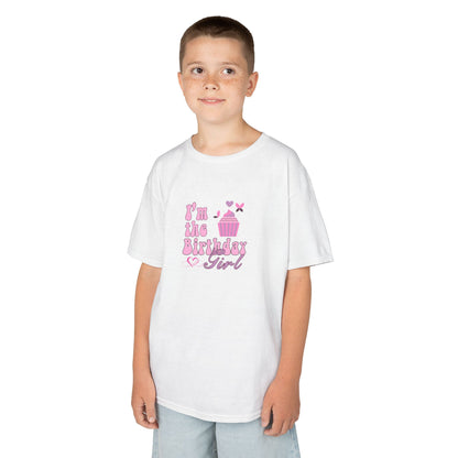 Kids Heavy Cotton™ Tee -  Trendy Birthday Girl Rainbow Animal Print Clipart - Perfect for Birthday Celebrations