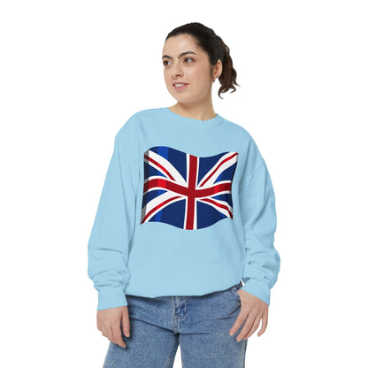 Unisex Garment-Dyed Sweatshirt - UK Flag - Union Jack Symbol