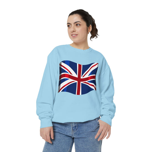 Unisex Garment-Dyed Sweatshirt - UK Flag - Union Jack Symbol