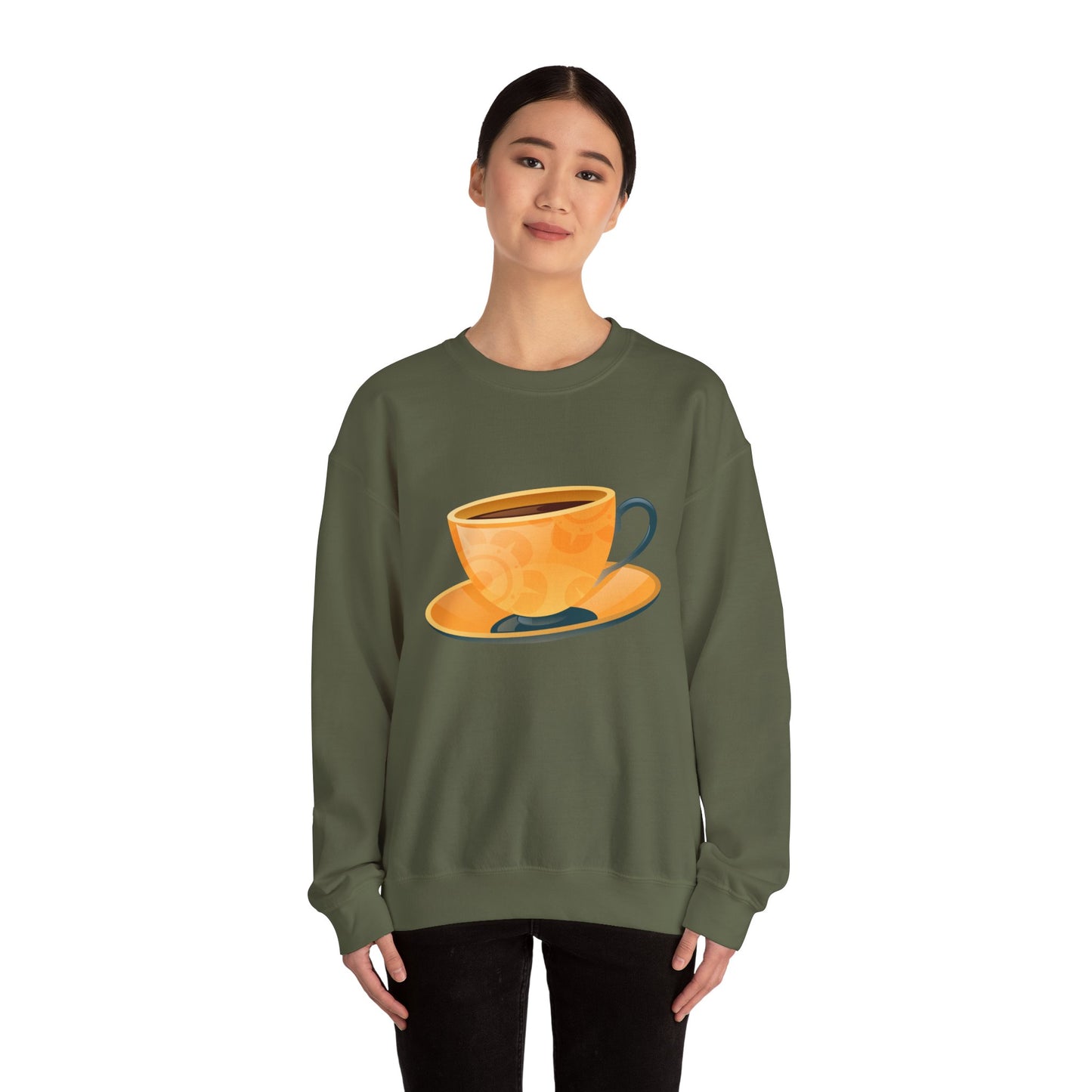 Unisex Heavy Blend™ Crewneck Sweatshirt - Elegant British Tea Cup - Classic Tea Time Style