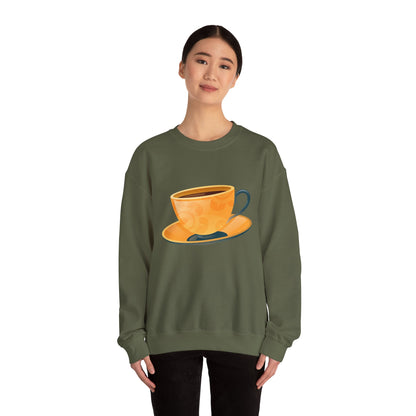 Unisex Heavy Blend™ Crewneck Sweatshirt - Elegant British Tea Cup - Classic Tea Time Style