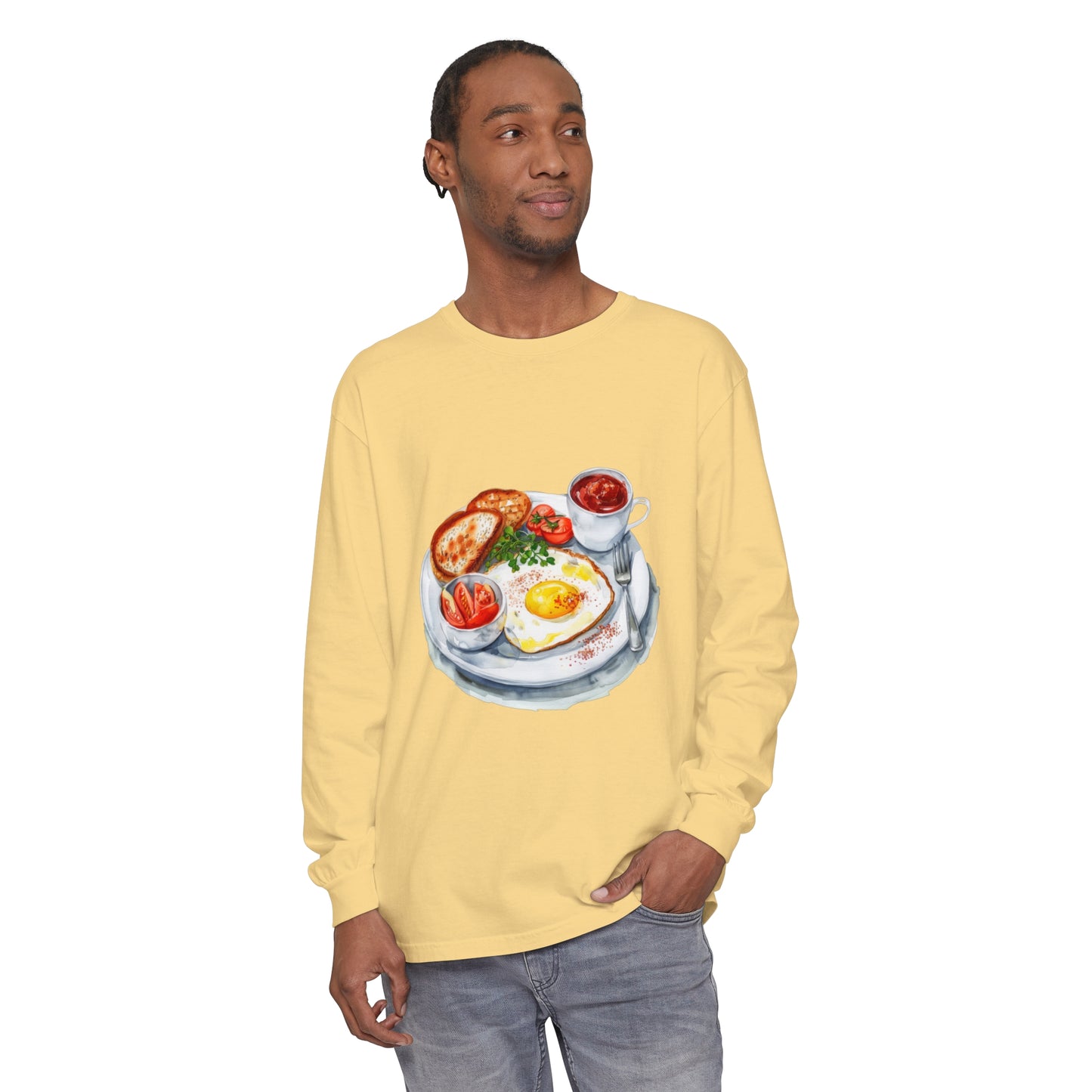 Unisex Garment-dyed Long Sleeve T-Shirt - British Food - Traditional Dishes and Culinary Delights