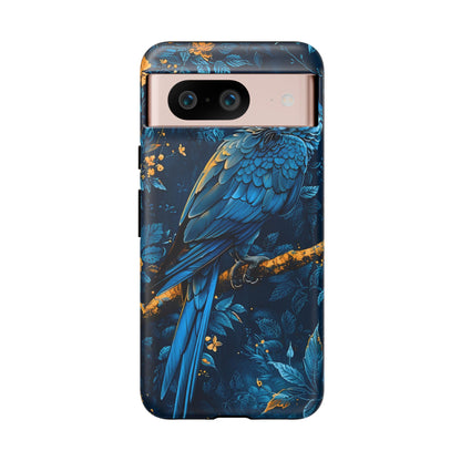 Tough Cases - Vibrant Blue Parrot Phone Case, Tropical Bird Phone Cover, Nature Lover Gift, Eco-Friendly Accessories, Unique Wildlife Decor