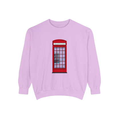 Unisex Garment-Dyed Sweatshirt Lightweight - Iconic British Public Telephone