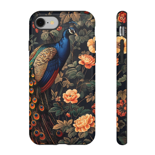 Elegant Peacock Phone Case, Floral Tough Phone Cover, Gifts for Her, Custom Art Phone Cases, Birthday, Chic Accessories