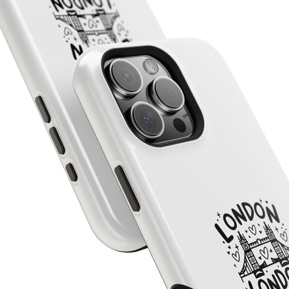London Love Magnetic Tough Case, Personalized Phone Case, Unique London Design, Gift for Travelers, Cute London Souvenir