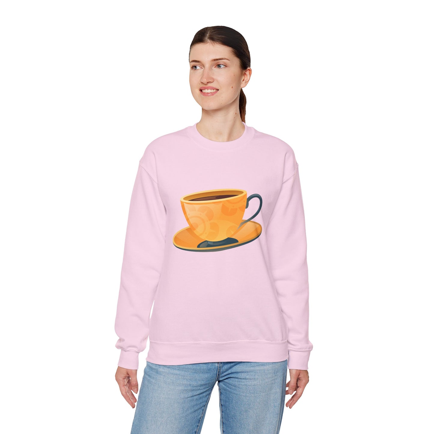 Unisex Heavy Blend™ Crewneck Sweatshirt - Elegant British Tea Cup - Classic Tea Time Style