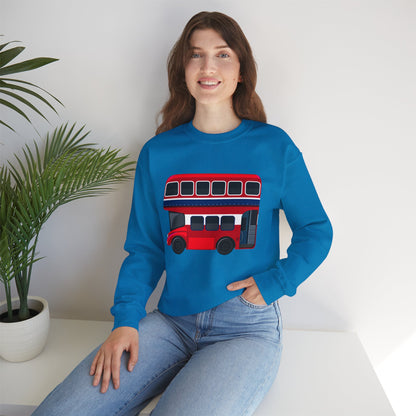Unisex Heavy Blend™ Crewneck Sweatshirt - The Heart of London - Red Double-Decker Bus