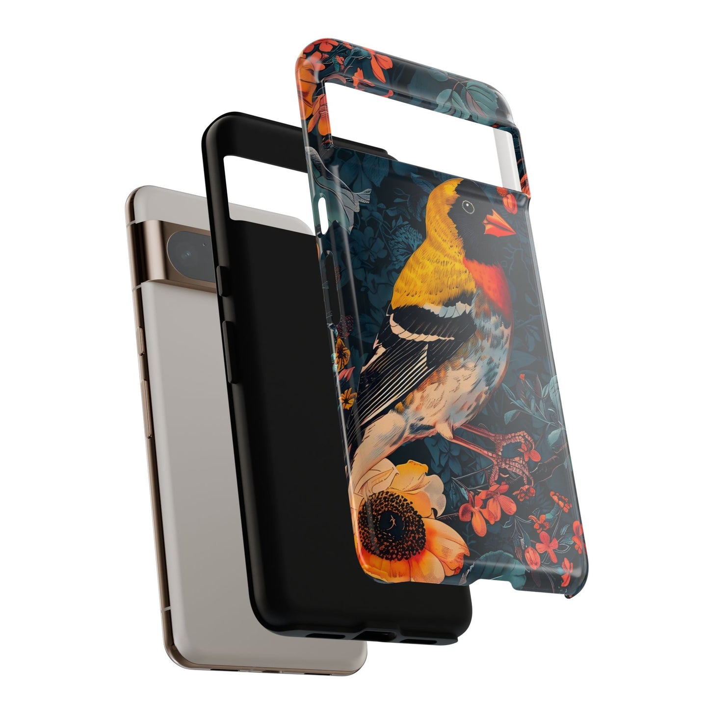 Colorful Bird Phone Case, Floral Phone Cover, Tough Phone Protector, Nature Lover Gift, Botanical Case, Unique Mobile Accessory
