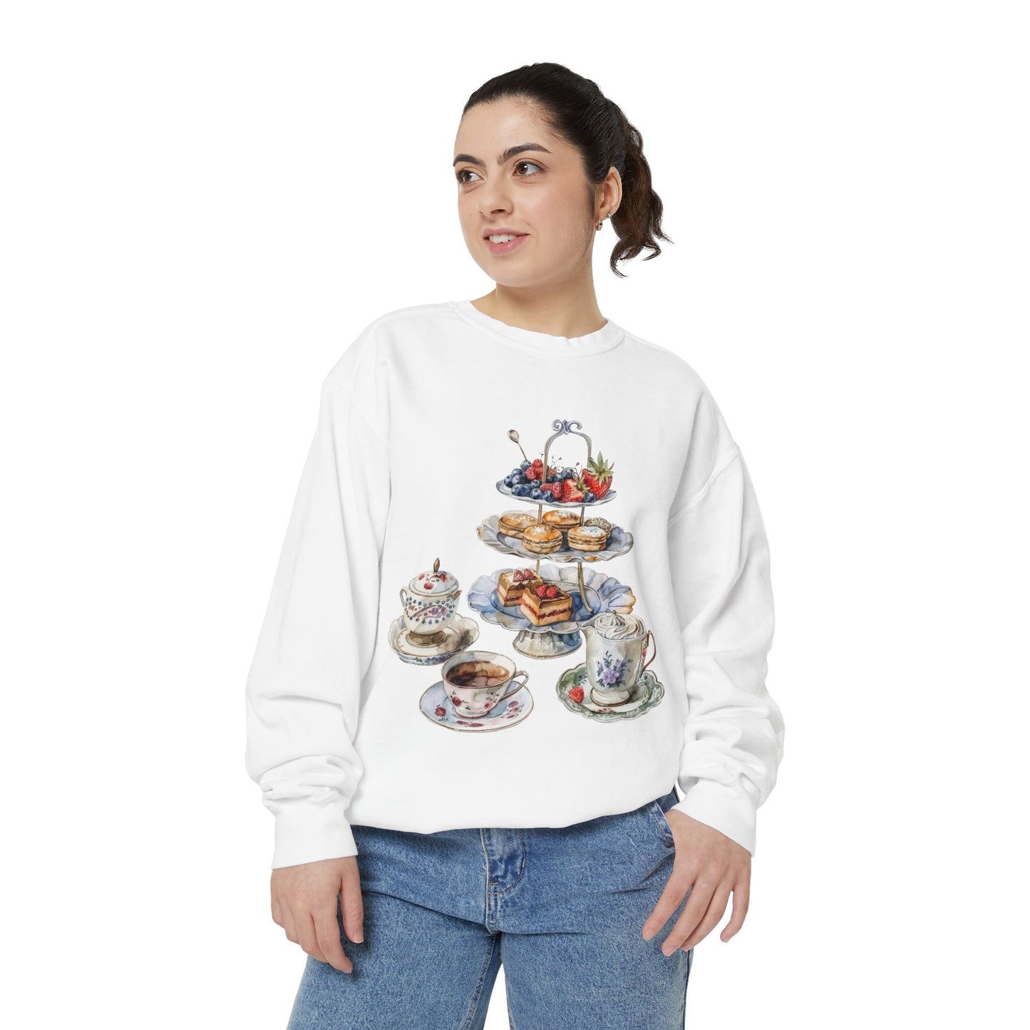 Unisex Garment-Dyed Sweatshirt - Elegance on a Plate - British Royal Dining