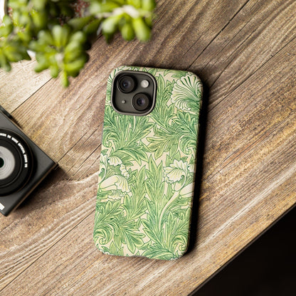 Green Floral Phone Case, Botanical iPhone Cover, Tough Phone Shell, Nature-inspired Gift, Eco-friendly Tech Accessory