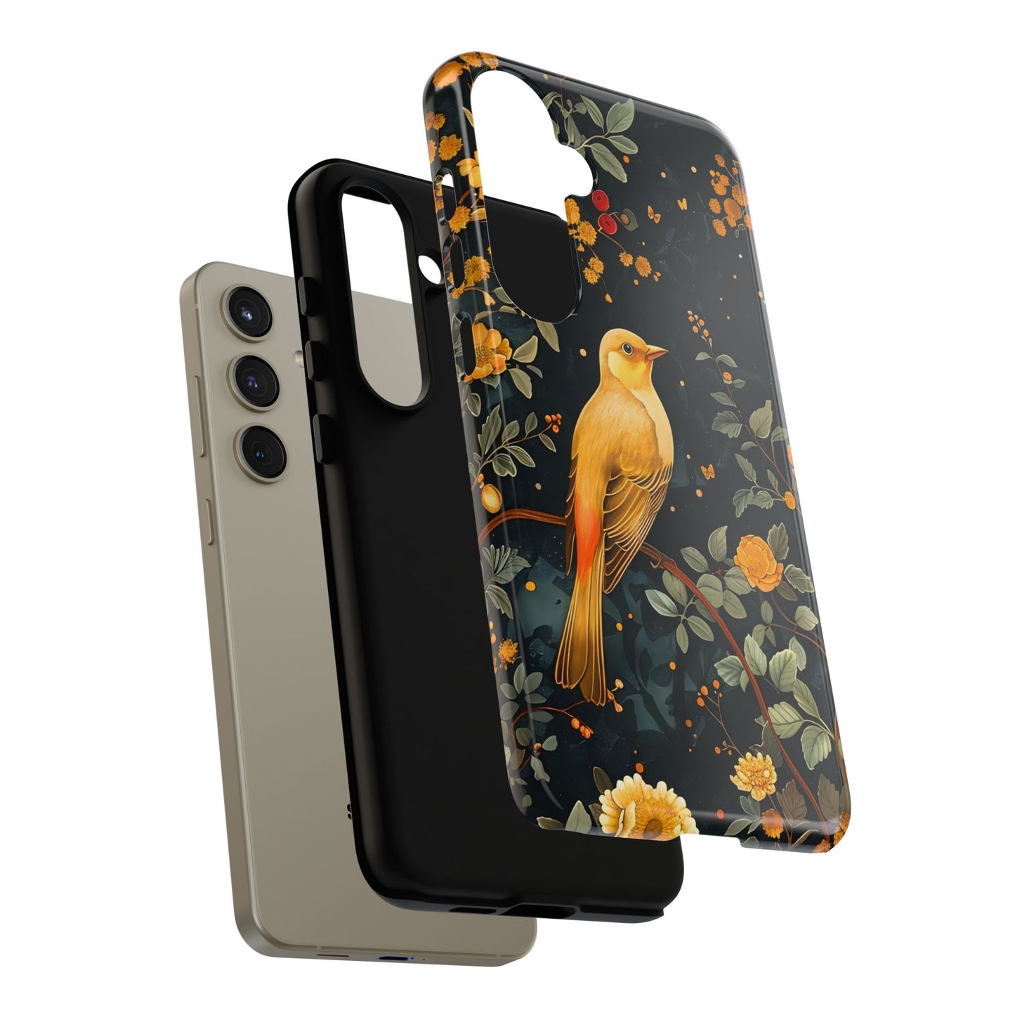 Floral Phone Case, Tough Cases with Bird Design, Nature Lover Gift, Stylish Protection, Birthday Present, Floral Phone Cover