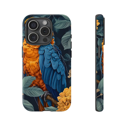 Tropical Parrot Phone Case - Tough Cases, Colorful Phone Cover, Nature Lover Gift, Floral Design, Bird Lover Accessory