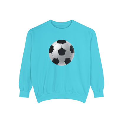 Unisex Garment-Dyed Sweatshirt Cozy - Energetic Football Sports Passion