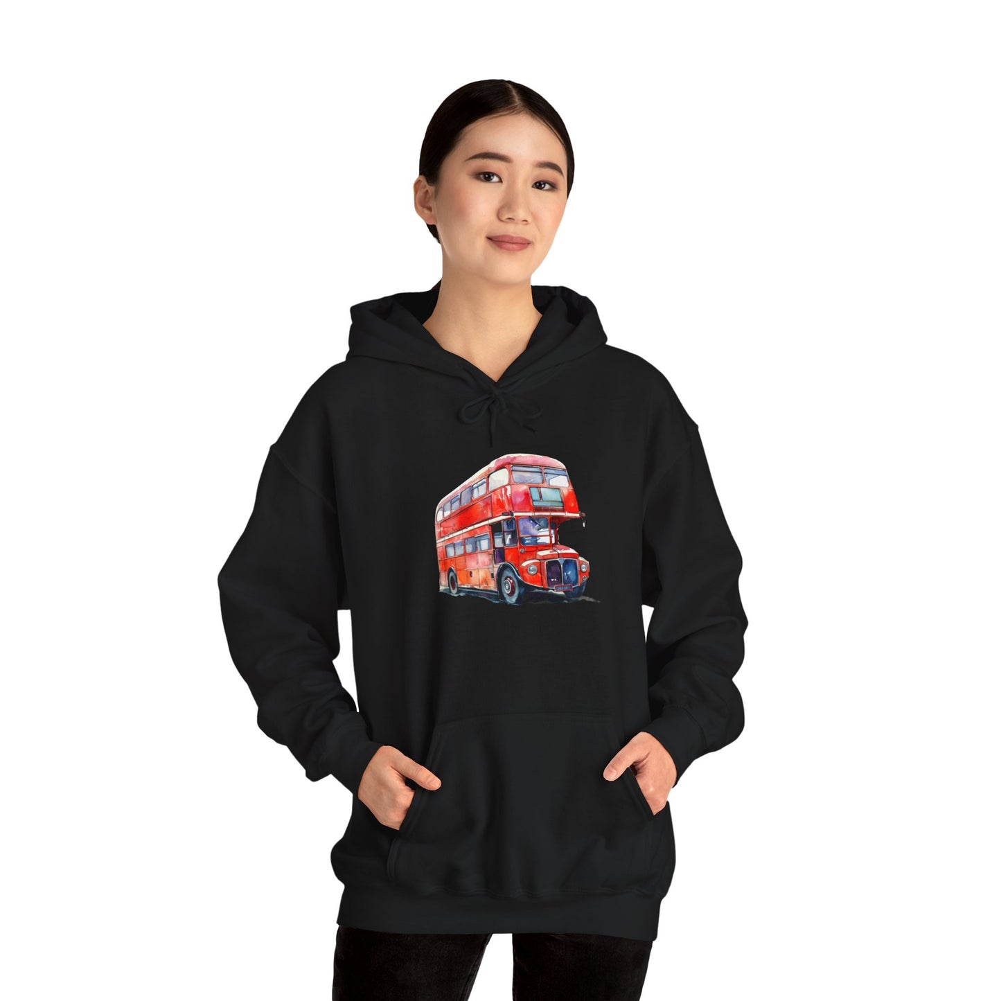 Unisex Heavy Blend™ Hooded Sweatshirt - The Heart of London - Iconic Double-Decker Buses