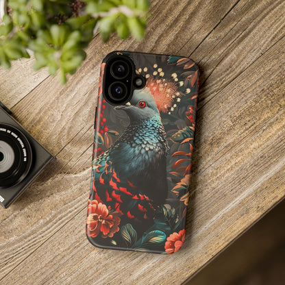Floral Peacock Phone Case, Tough Cases, Artistic Phone Cover, Unique Gift, Nature Lover Accessory, Protective Case