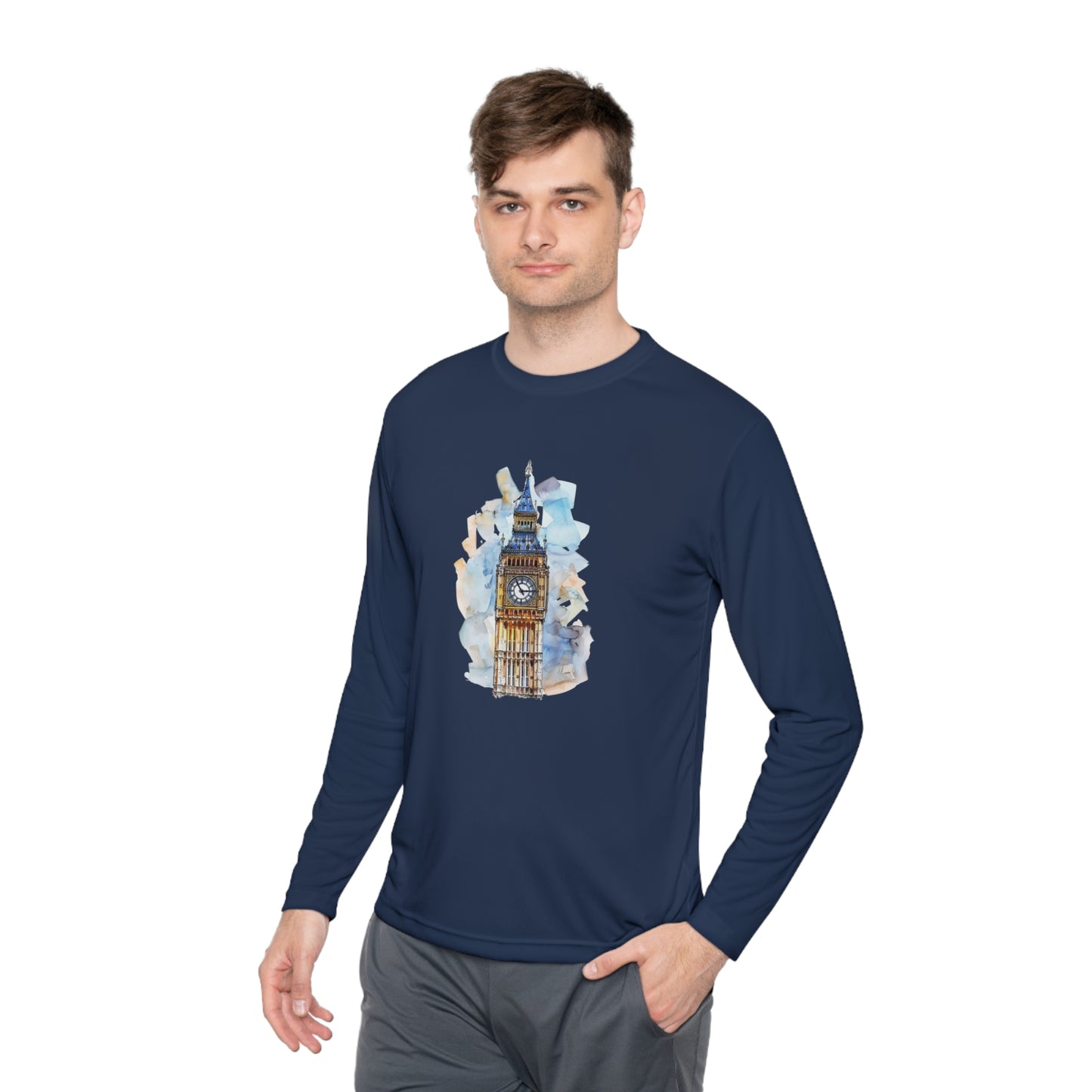 Unisex Lightweight Long Sleeve Tee - Iconic Big Ben Clock Tower Design - London Landmark
