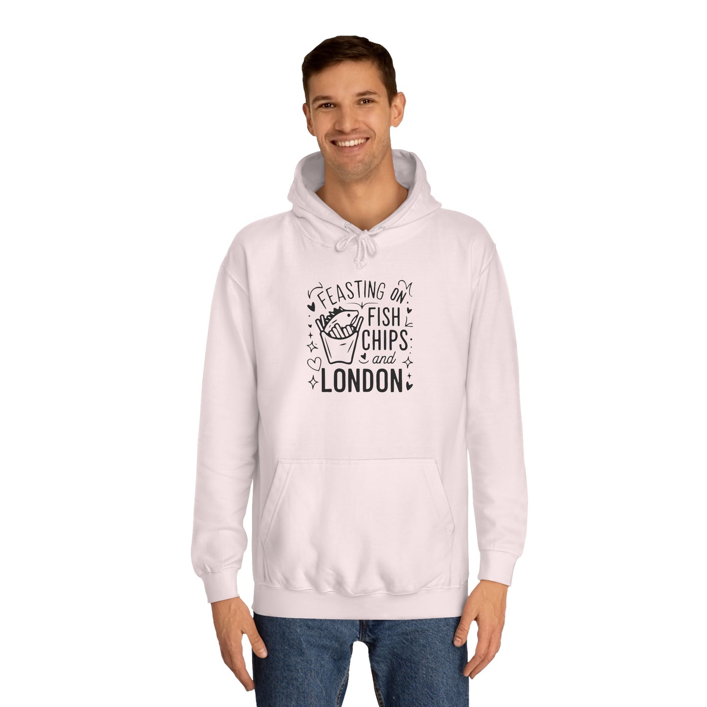Unisex College Hoodie - London's Iconic Fish & Chips Experience