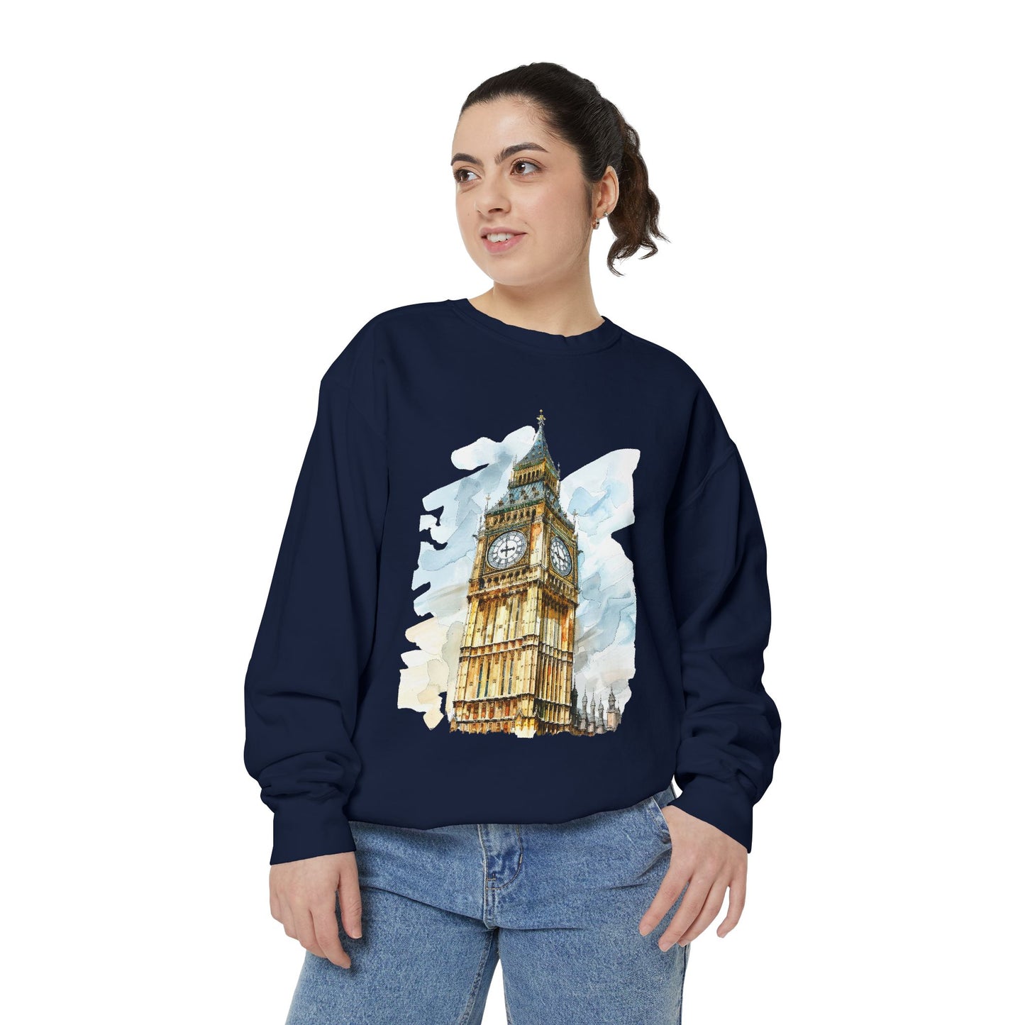 Unisex Garment-Dyed Sweatshirt - London’s Crown Jewel - The Clock Tower