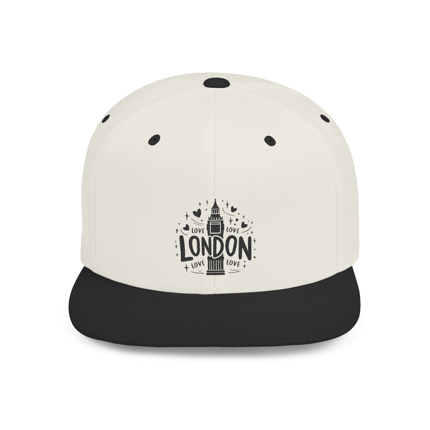 London Love Snapback Hat, Flat Bill Cap, Casual Streetwear, Gift for Travelers, Fashion Accessory, Urban Style