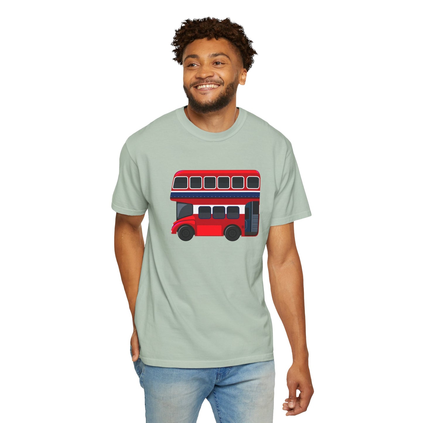 London Transport - Iconic Red Double-Decker Breathable Unisex Garment-Dyed T-shirt