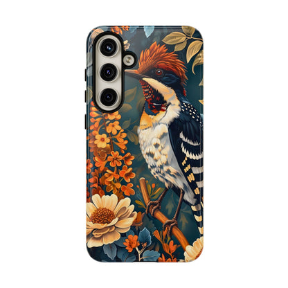 Tough Cases: Floral Bird Phone Case, Vintage Style Cover, Nature Lover Gift, Botanical Design, Spring Inspire Fashion