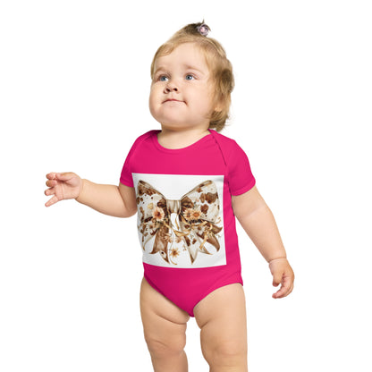 Floral Bow Short Sleeve Baby Bodysuit - Perfect for Newborns and Infants