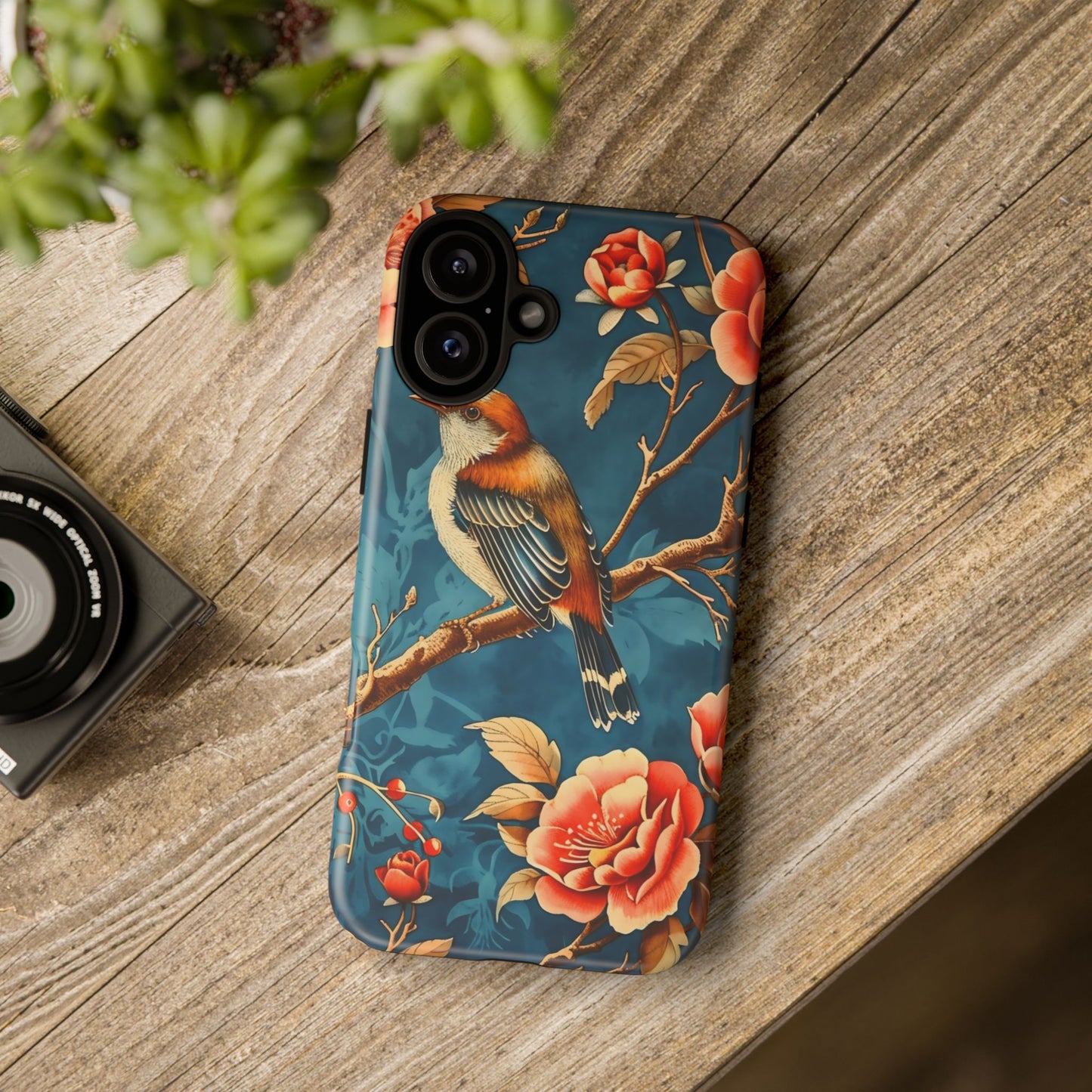 Bird & Floral Phone Case, Tough Cases for Nature Lovers, Gift for Her, Customizable Design, Vibrant Tech Accessories