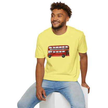 London Transport English Bus - Iconic Red Double-Decker Relaxed Unisex Softstyle T-Shirt