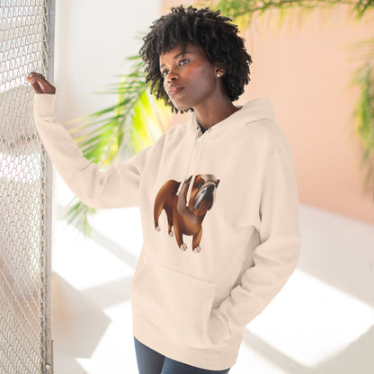 Three-Panel Fleece Hoodie - Adorable British Dog