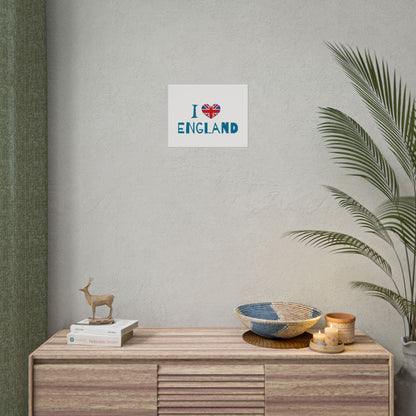 I Love England Rolled Poster - UK Travel Decor, Gift for Britains, Wall Art for Home, London Souvenir, Love England