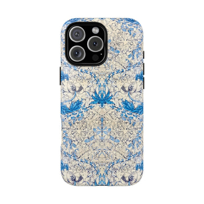 Elegant Floral Phone Case, Tough iPhone Cover, Stylish Mobile Protector, Blue Patterned Case, Unique Gift for Her