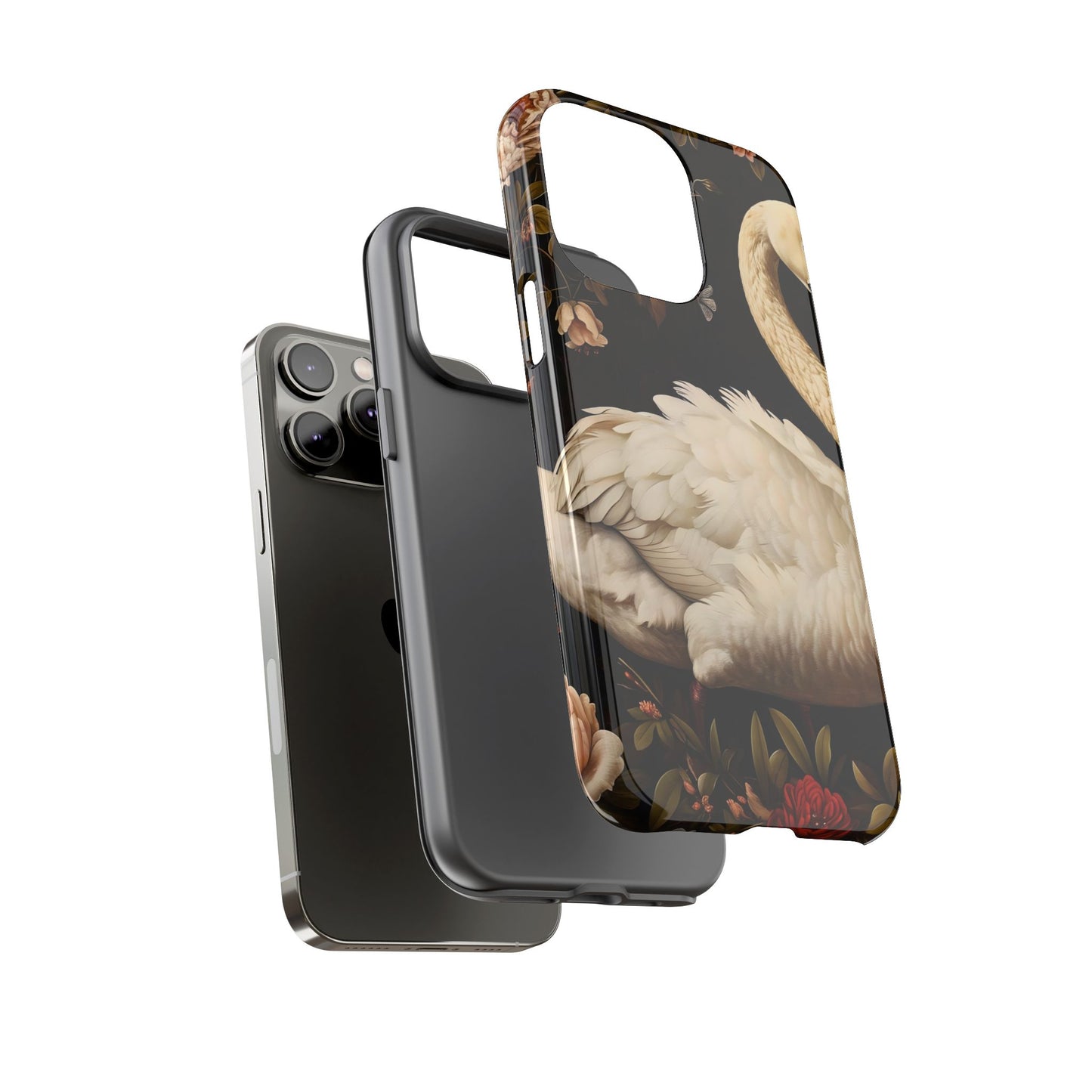 Elegant Swan Phone Case, Floral iPhone Cover, Tough Phone Case, Gift for Her, Nature Lover, Mother's Day, Birthday
