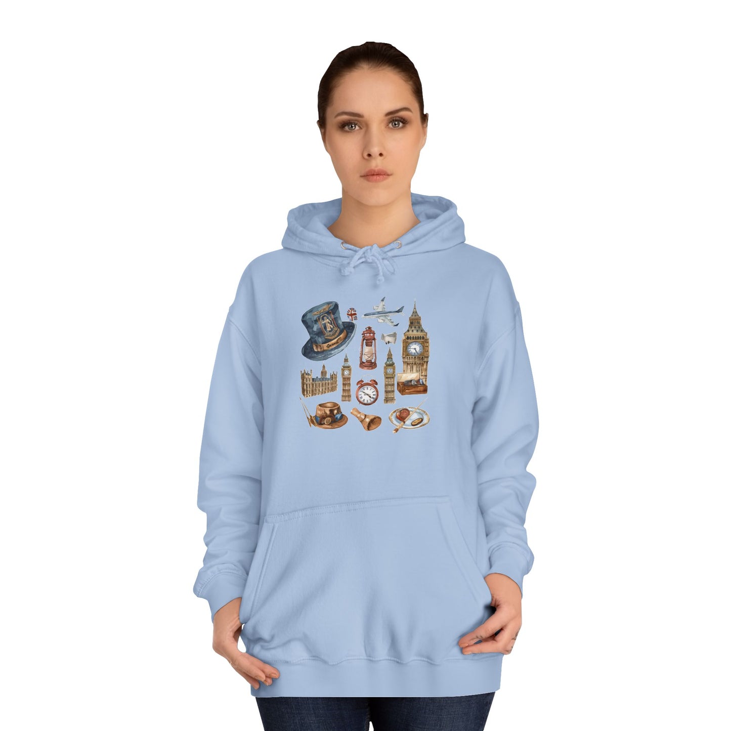Unisex College Hoodie - Classic Britain - Vintage Icons and Emblems