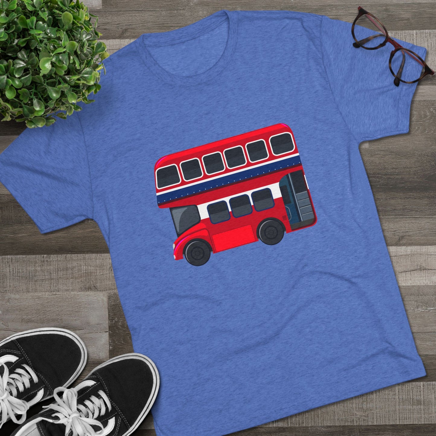 London Transport English Bus - Iconic Red Double-Decker Classy Unisex Tri-Blend Crew Tee