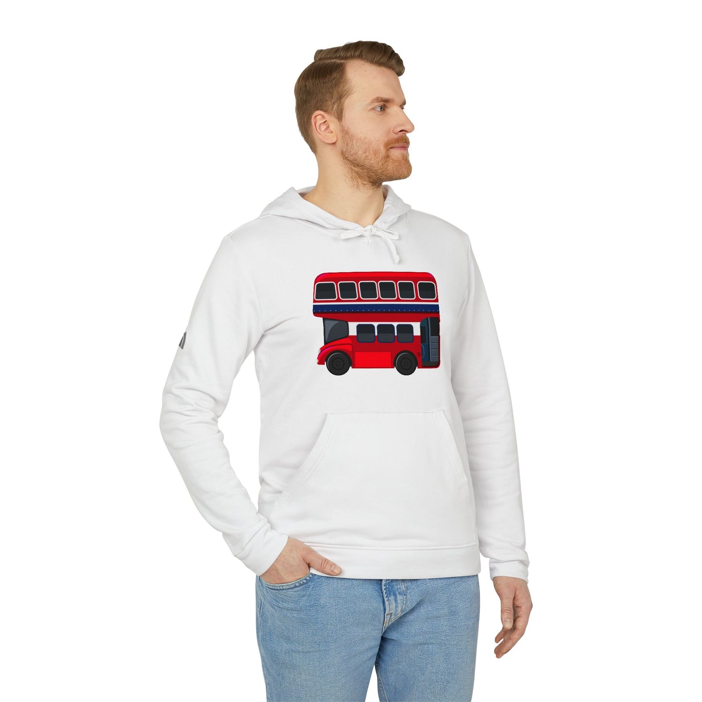 adidas Unisex Fleece Hoodie - London’s Red Icon - The Classic Double-Decker Bus