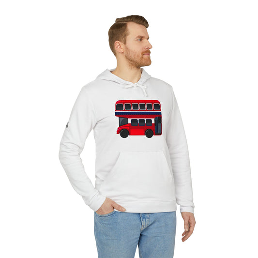 adidas Unisex Fleece Hoodie - London’s Red Icon - The Classic Double-Decker Bus