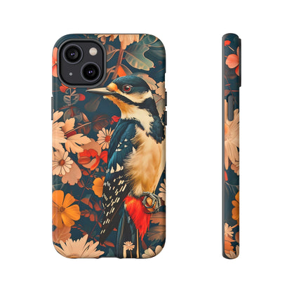 Artistic Bird Phone Case, Unique Tough Cases for Nature Lovers, Floral Design, Cute Gift, Customized Phone Accessories